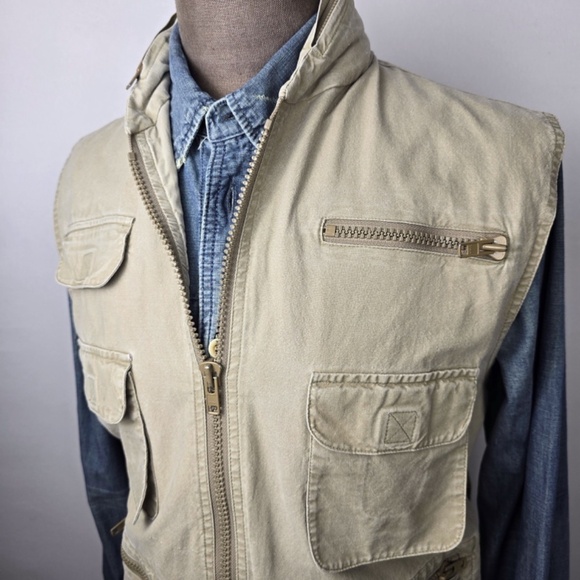 Vintage 80’s Banana Republic Safari Photographer Khaki Pocket Vest Mens Large - Picture 2 of 12